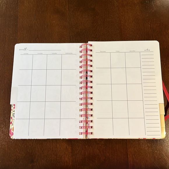 Pink Floral Undated Steel Mill Weekly Planner, New - Picture 4 of 7